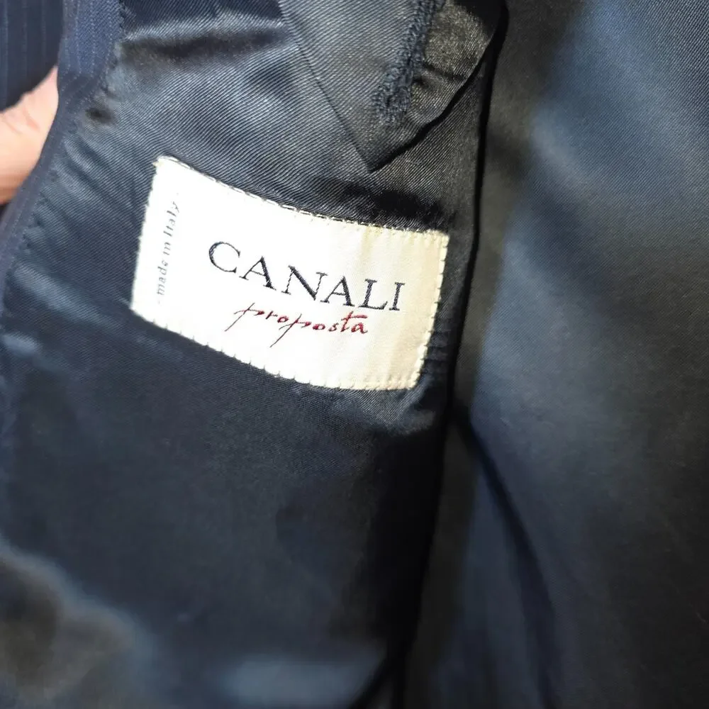 Canali Proposta 46R Mens Blue Wool Suit Jacket Blazer Made in Italy